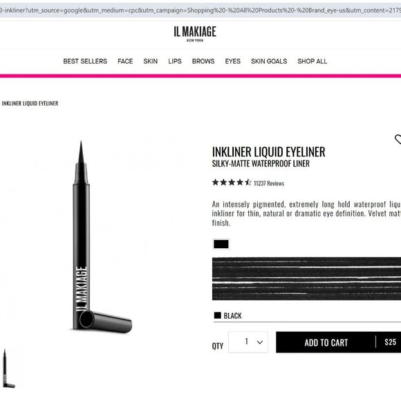 NWOT: IL MAKIAGE EYELINER: INKLINER LIQUID EYELINER Waterproof in BLACK unopened - Picture 3 of 9